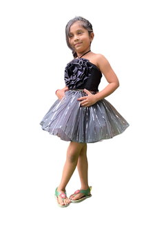 Aglare frock. Tutu skirt. Beautiful flower Top beautiful design Three line. Tutu skirt, layered Skirt and Top.Grey