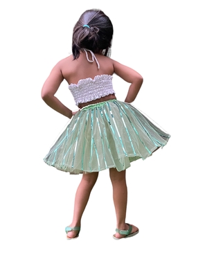 Aglare frock. Tutu skirt. Beautiful flower Top beautiful design Three line. Tutu skirt, layered Skirt and Top.Seagreen 2