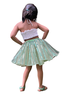 Aglare frock. Tutu skirt. Beautiful flower Top beautiful design Three line. Tutu skirt, layered Skirt and Top.Seagreen