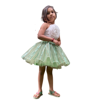 Aglare frock. Tutu skirt. Beautiful flower Top beautiful design Three line. Tutu skirt, layered Skirt and Top.Seagreen 3