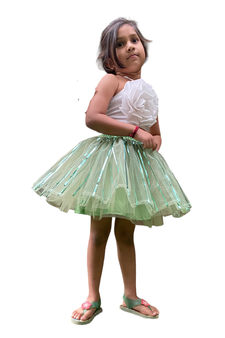 Aglare frock. Tutu skirt. Beautiful flower Top beautiful design Three line. Tutu skirt, layered Skirt and Top.Seagreen