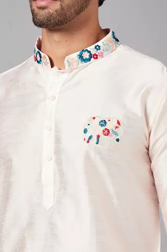 White Gajanan Basik Kurta