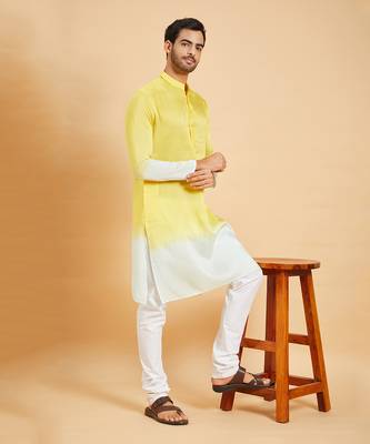 Lahza Yellow Ombre Kurta 2