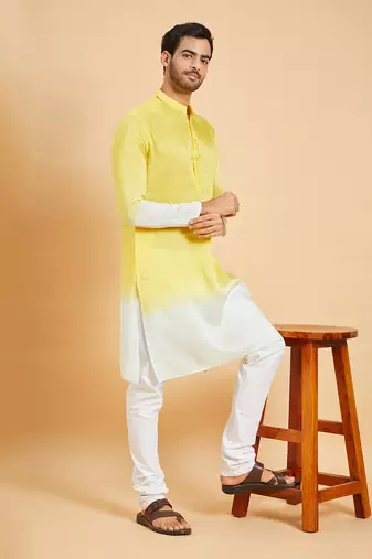 Lahza Yellow Ombre Kurta