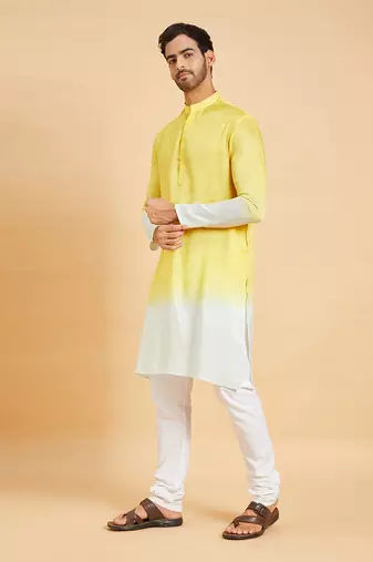 Lahza Yellow Ombre Kurta