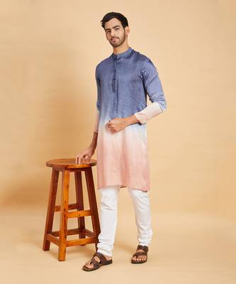 Blue & Peach Waikawa Ombre Kurta 6