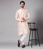 Ilaria Gold Zari Abstract Embroidered Peach Kurta