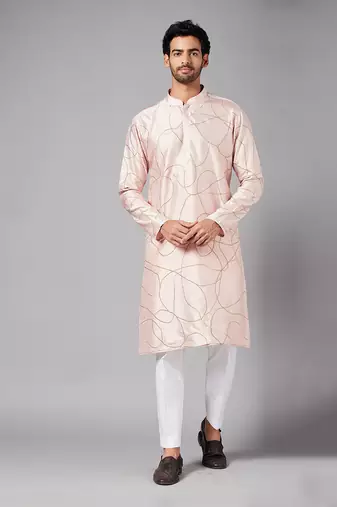 Ilaria Gold Zari Abstract Embroidered Peach Kurta