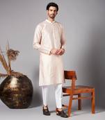 Pink Rooyi Position Mirror Work Kurta