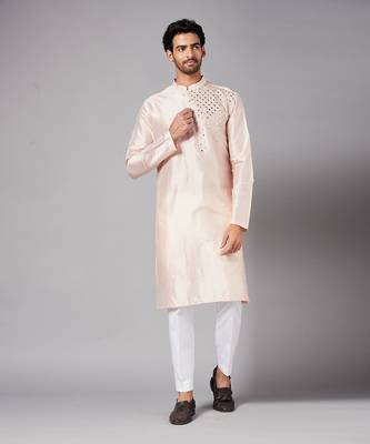 Pink Rooyi Position Mirror Work Kurta 5