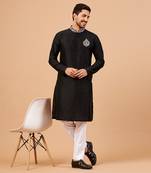Amyr Traditional Embroidered Black Kurta
