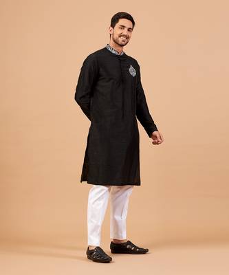 Amyr Traditional Embroidered Black Kurta 6