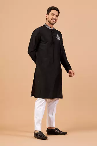 Amyr Traditional Embroidered Black Kurta