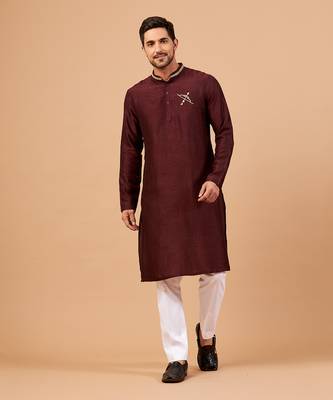Adira Gold Zari Embroidered Maroon Kurta 1
