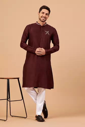 Adira Gold Zari Embroidered Maroon Kurta