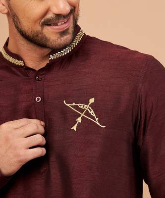 Adira Gold Zari Embroidered Maroon Kurta 3