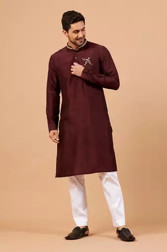 Adira Gold Zari Embroidered Maroon Kurta