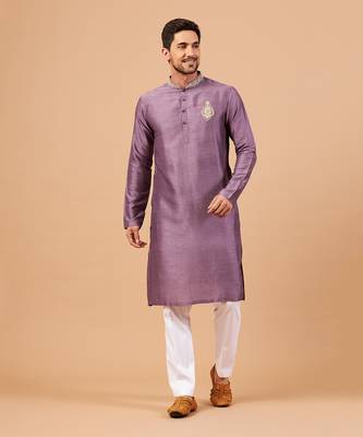 Inara Gold Embroidered Violet Kurta 1