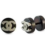 Black Chanel Single Stud Earring for Men
