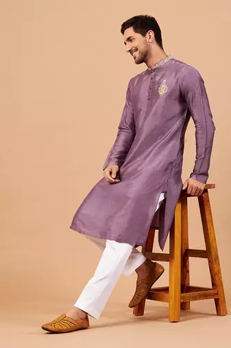 Inara Gold Embroidered Violet Kurta