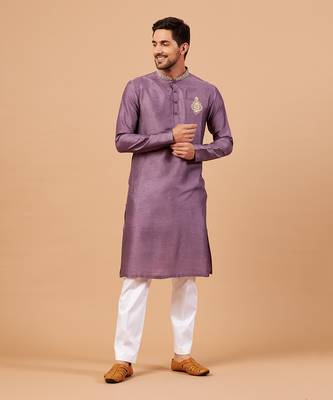 Inara Gold Embroidered Violet Kurta 3