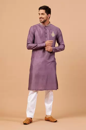 Inara Gold Embroidered Violet Kurta