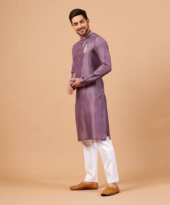 Inara Gold Embroidered Violet Kurta 4