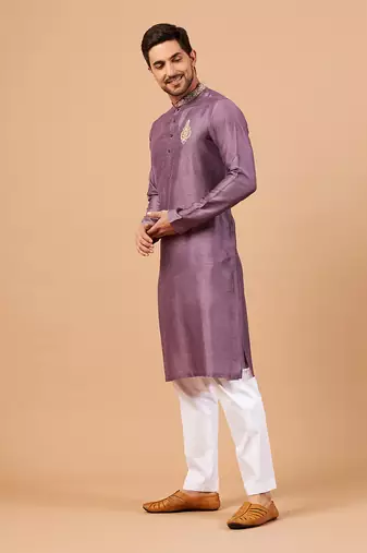 Inara Gold Embroidered Violet Kurta