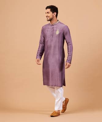 Inara Gold Embroidered Violet Kurta 5