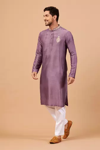 Inara Gold Embroidered Violet Kurta