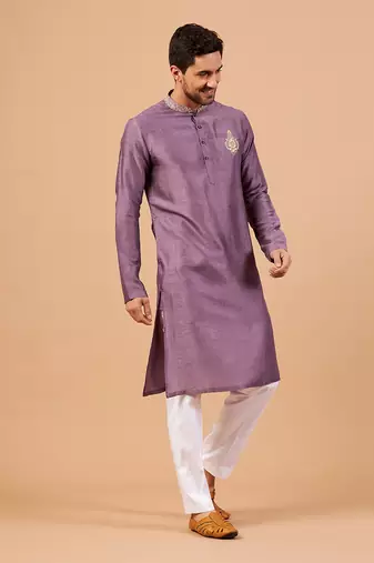 Inara Gold Embroidered Violet Kurta