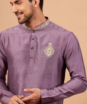 Inara Gold Embroidered Violet Kurta 7
