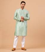 Amil Traditional Embroidered Pastel Green Kurta