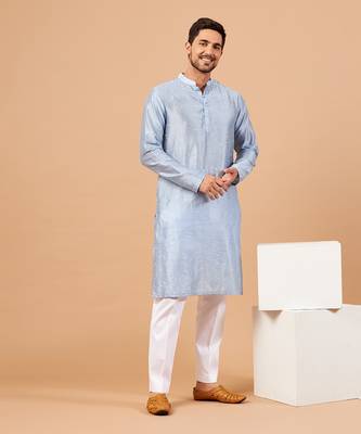 Viva Dot Embroidered Sky Blue Kurta 1