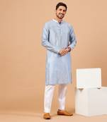 Viva Dot Embroidered Sky Blue Kurta