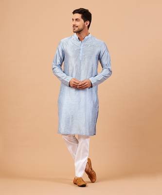 Viva Dot Embroidered Sky Blue Kurta 5
