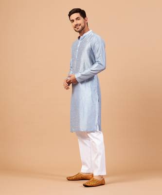 Viva Dot Embroidered Sky Blue Kurta 6