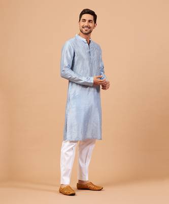 Viva Dot Embroidered Sky Blue Kurta 7