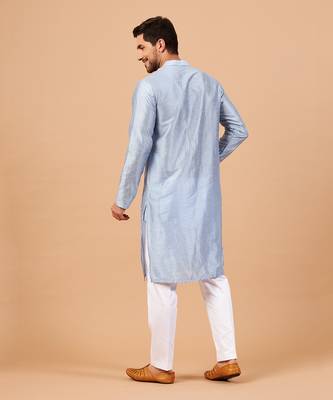 Viva Dot Embroidered Sky Blue Kurta 8
