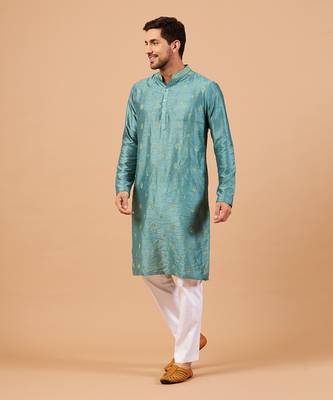 Greafy Two Motif Embroidered Green Kurta 3