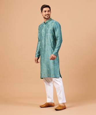 Greafy Two Motif Embroidered Green Kurta 5