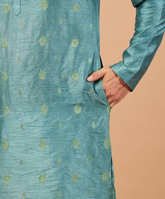 Greafy Two Motif Embroidered Green Kurta 8