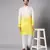 Men's Yellow and White Raw Silk  Kurta Set