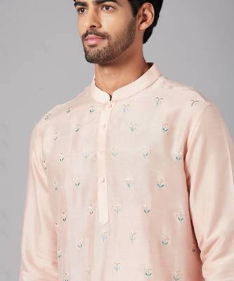 Moori Peach Embroidered Kurta 2