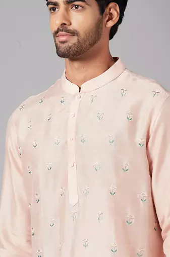Moori Peach Embroidered Kurta