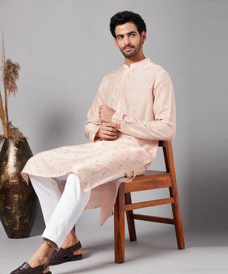 Moori Peach Embroidered Kurta 3