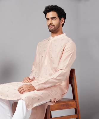 Moori Peach Embroidered Kurta 4