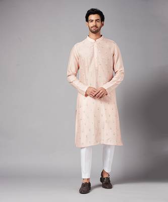 Moori Peach Embroidered Kurta 1