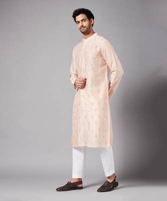 Moori Peach Embroidered Kurta 5