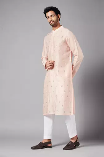 Moori Peach Embroidered Kurta